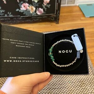 Nogu Studio Firefly Glass Cascade Cerulean and Silver Bracelet